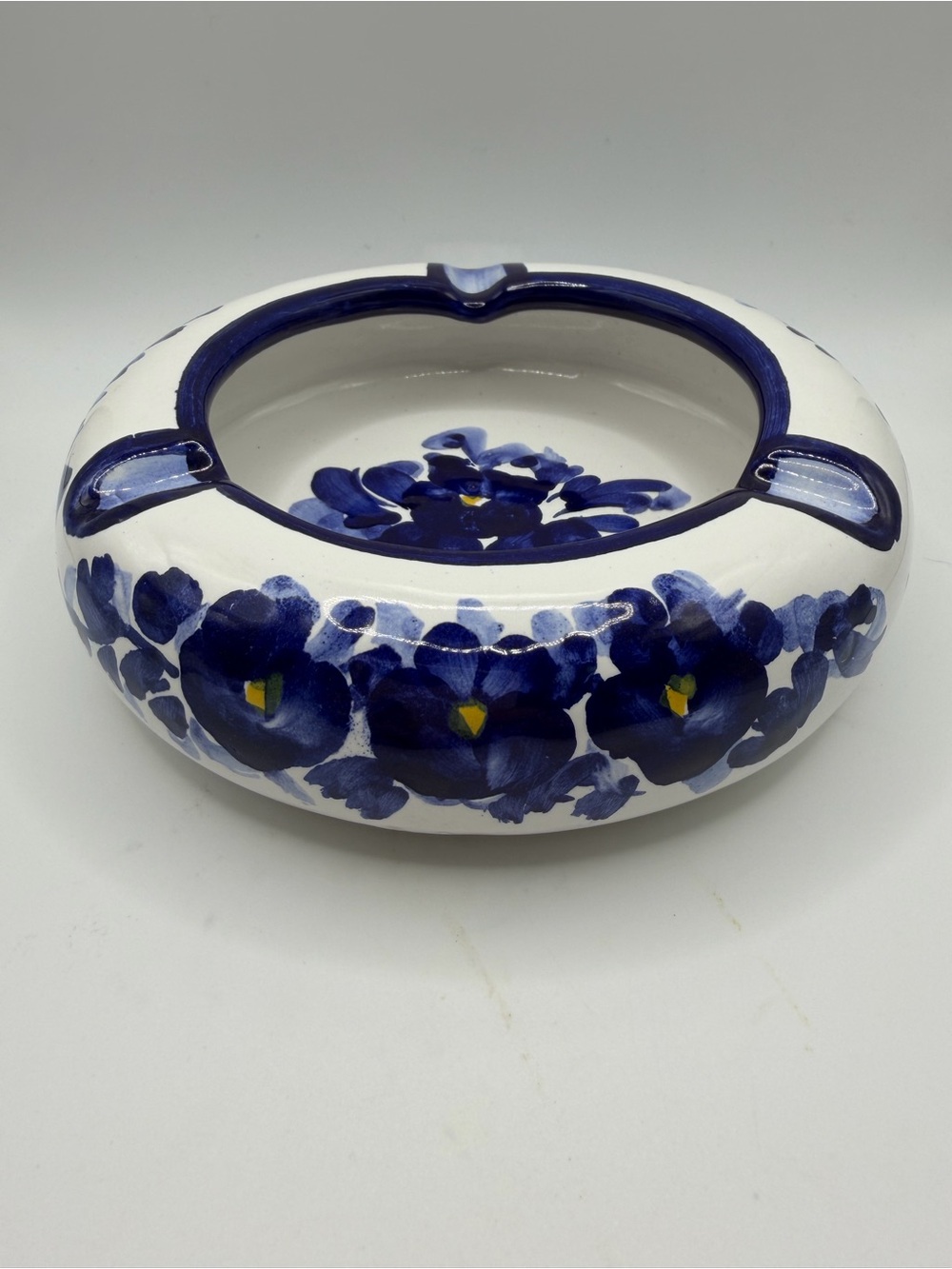 Vintage Tonala Mexico Pottery Ashtray / Dish Hand Signed & Painted Folk Art